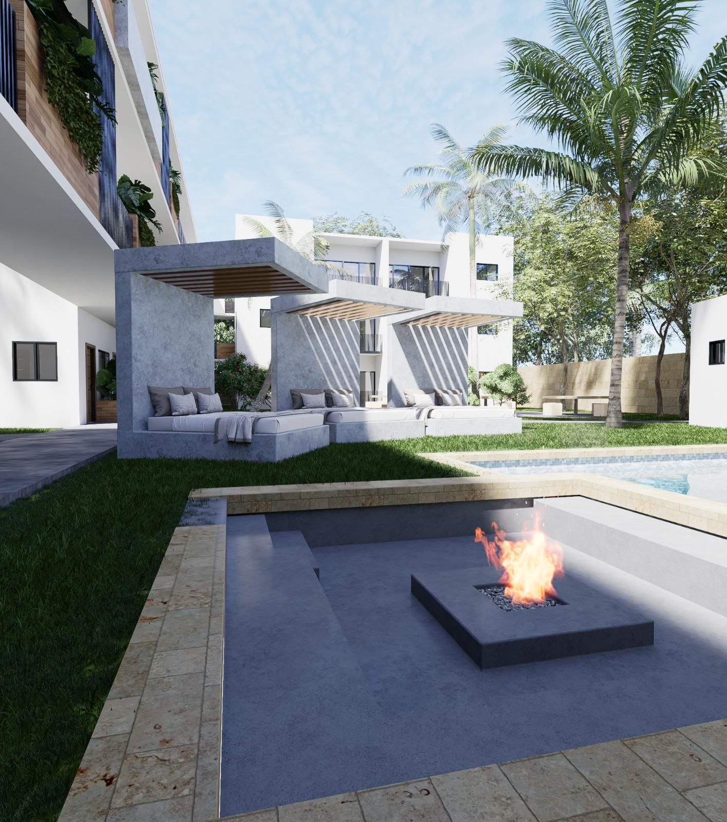 Visualización del área social proyectada en Punta Cana.